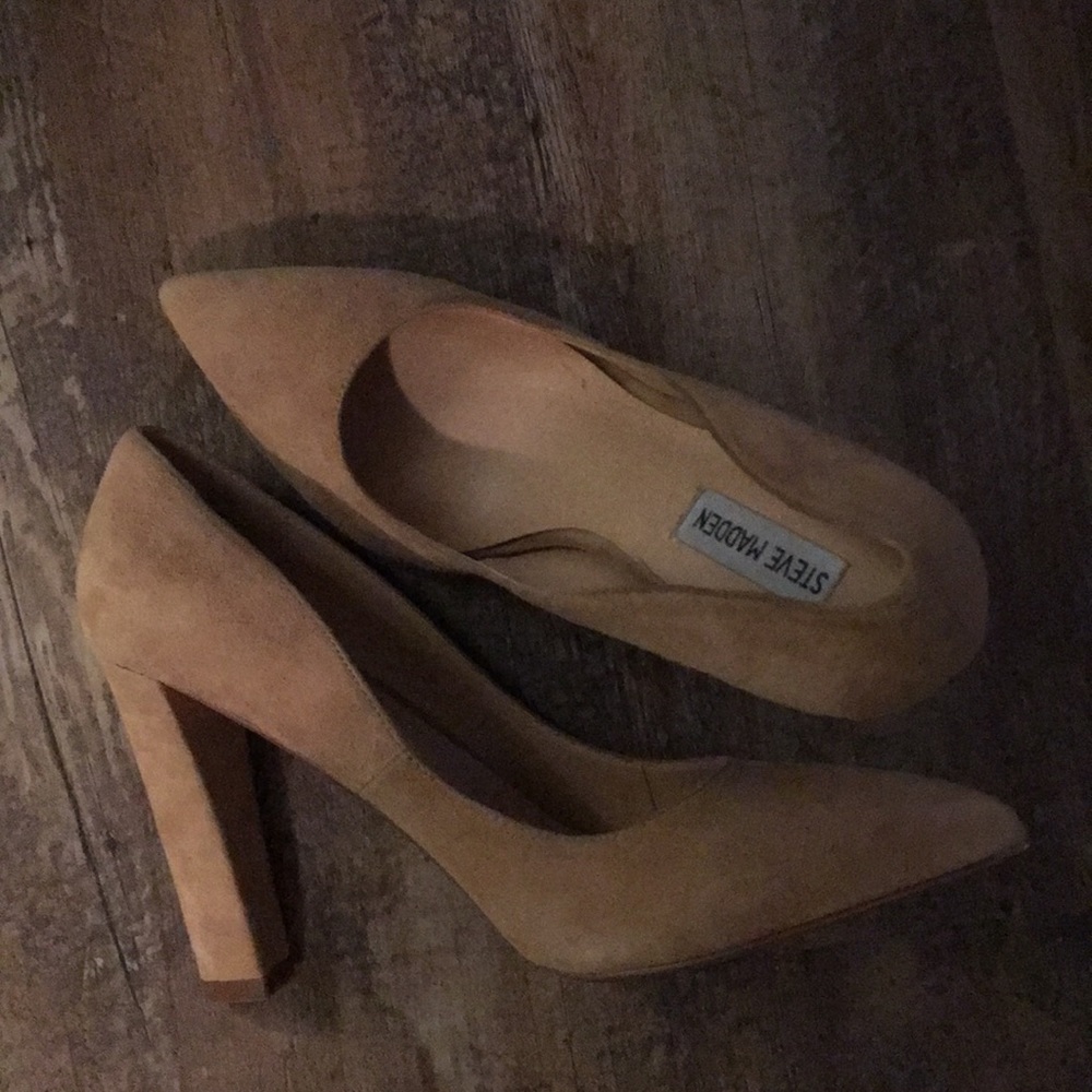Suede nude heels